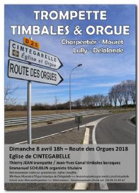 Route des Orgues 2018. Du 5 au 8 avril 2018 à MURET. Haute-Garonne.  20H30